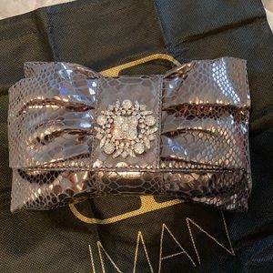 IMAN Platinum Clutch removable shoulder strap NWT